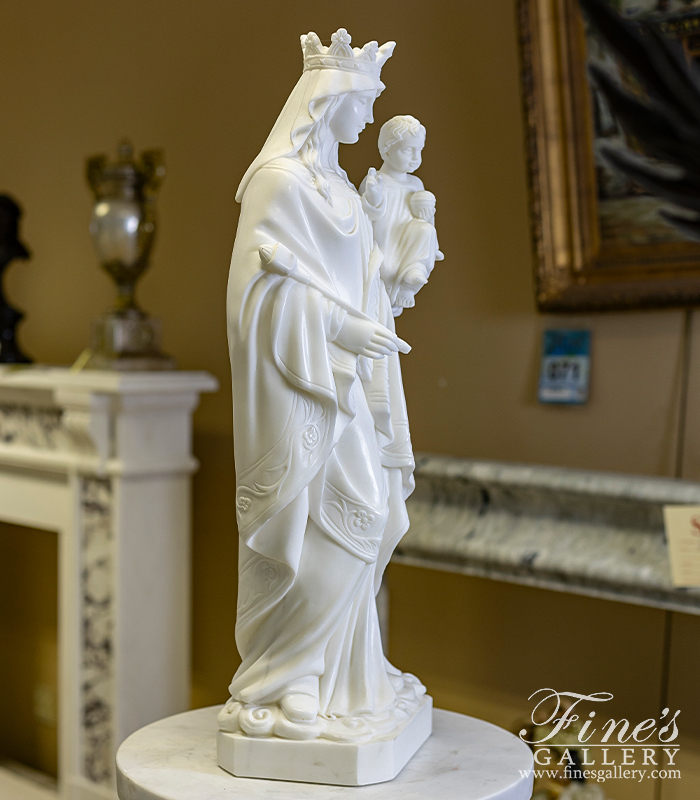 Marble Statues  - Crowned Mother And Baby Jesus - MS-1454